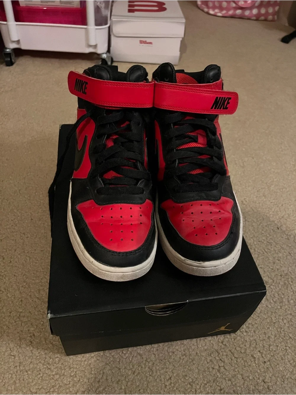 Nike Men’s Red and Black High-Top Athletic Sneakers